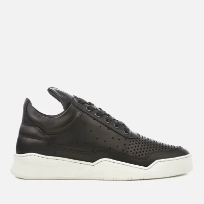 Filling Pieces Men's Gradient Perforated Leather Low Top Trainers - Black/White