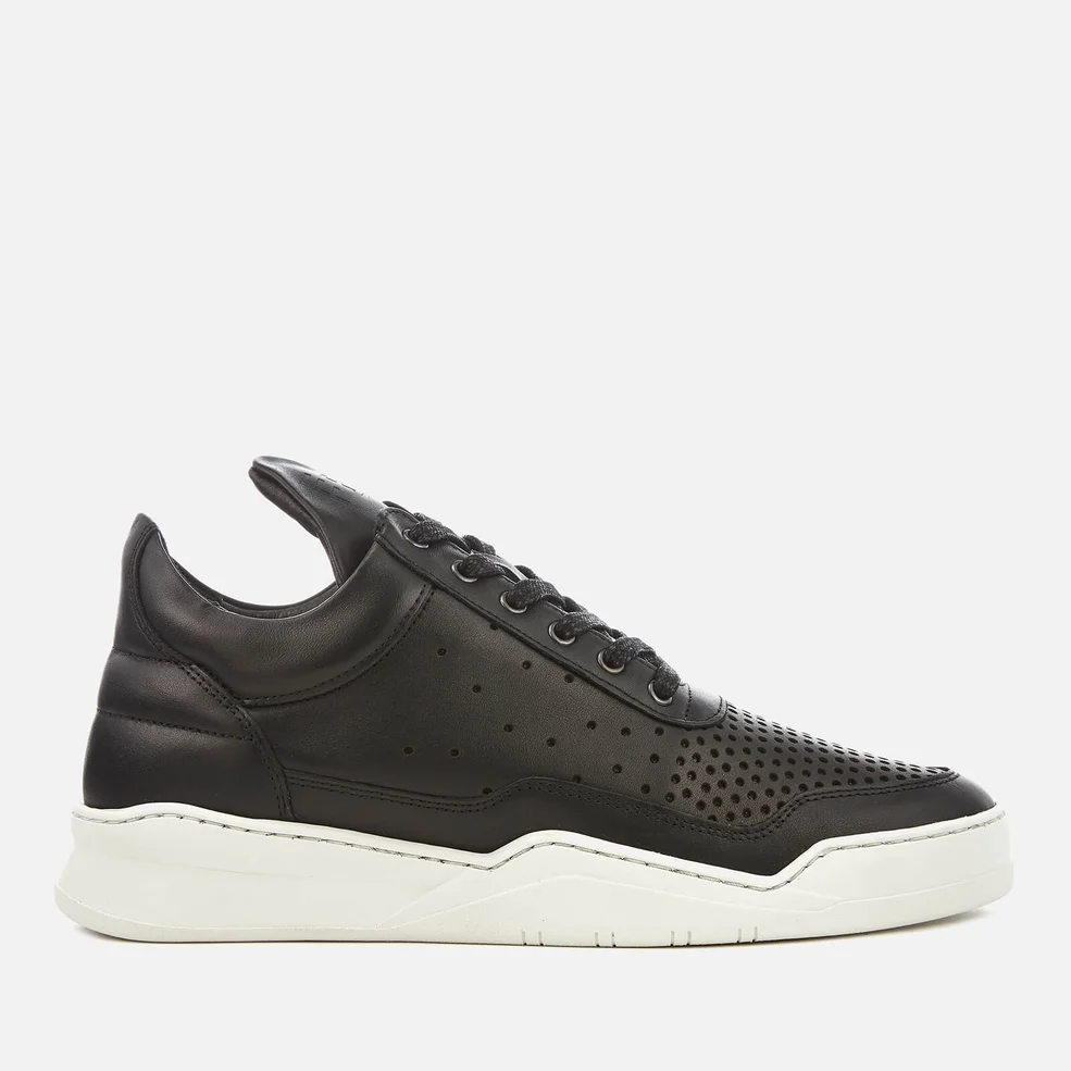 Filling Pieces Men's Gradient Perforated Leather Low Top Trainers - Black/White Image 1
