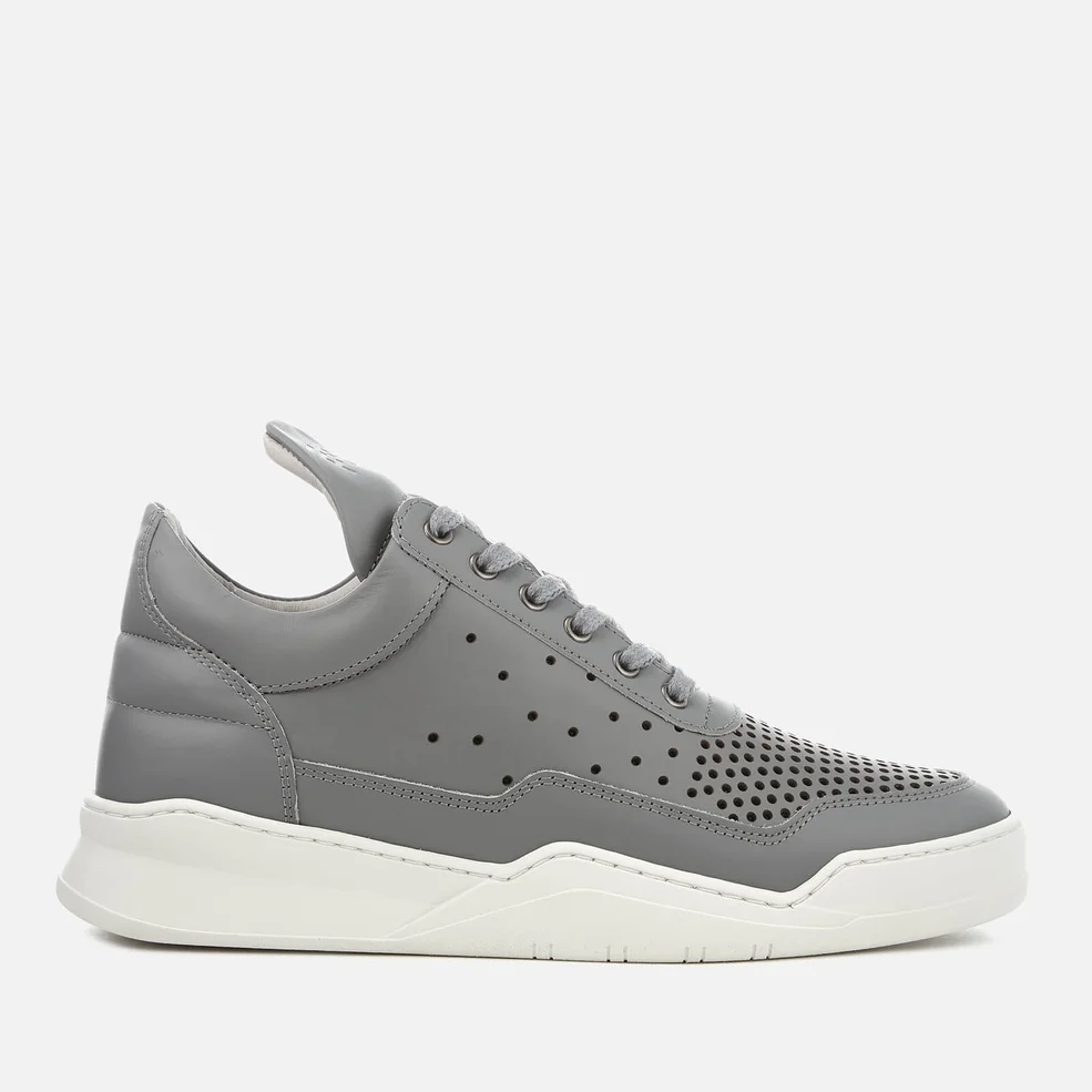 Filling Pieces Gradient Perforated Leather Low Top Trainers - Light Grey Image 1