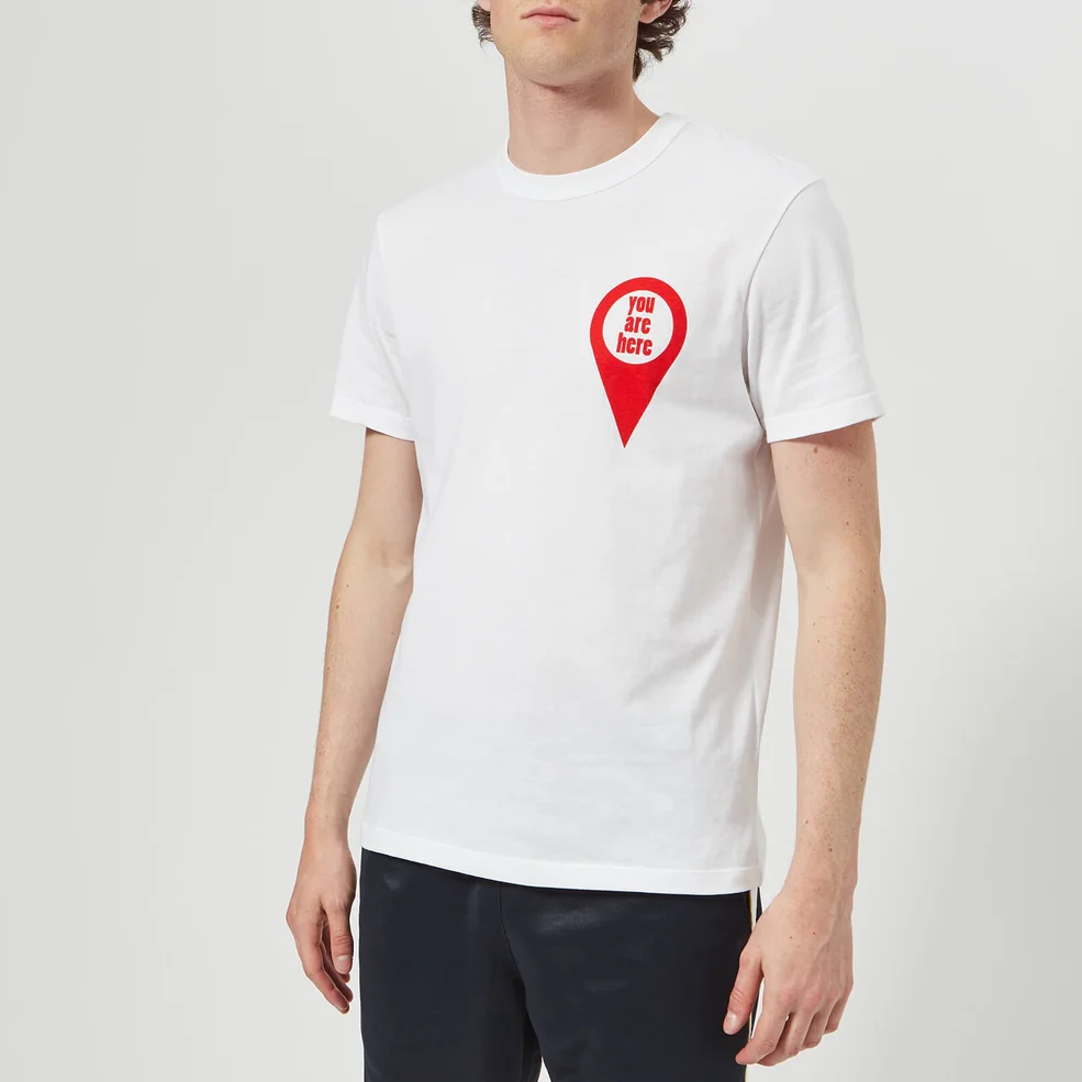 AMI Men's You Are Here Print T-Shirt - White Image 1