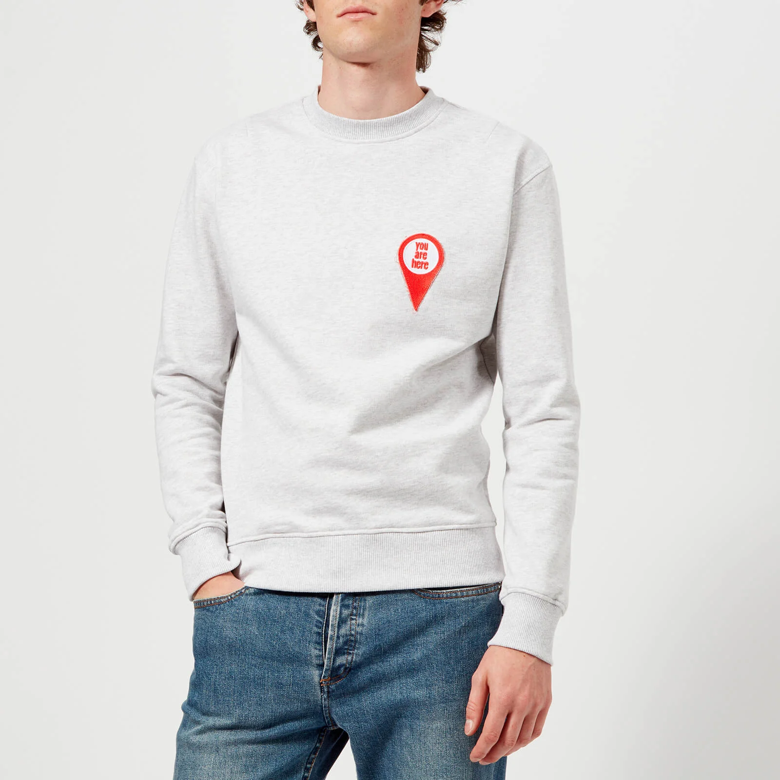 AMI Men's Patch Sweatshirt - Heather Grey Image 1