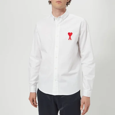 AMI Men's Chemise Col Boutonne Shirt - White