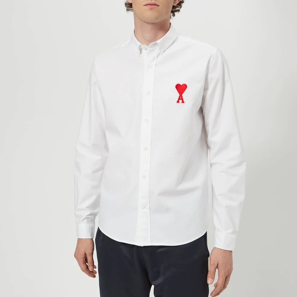 AMI Men's Chemise Col Boutonne Shirt - White Image 1