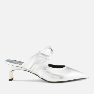 Mulberry Women's Metal Leather Heeled Mules - Silver