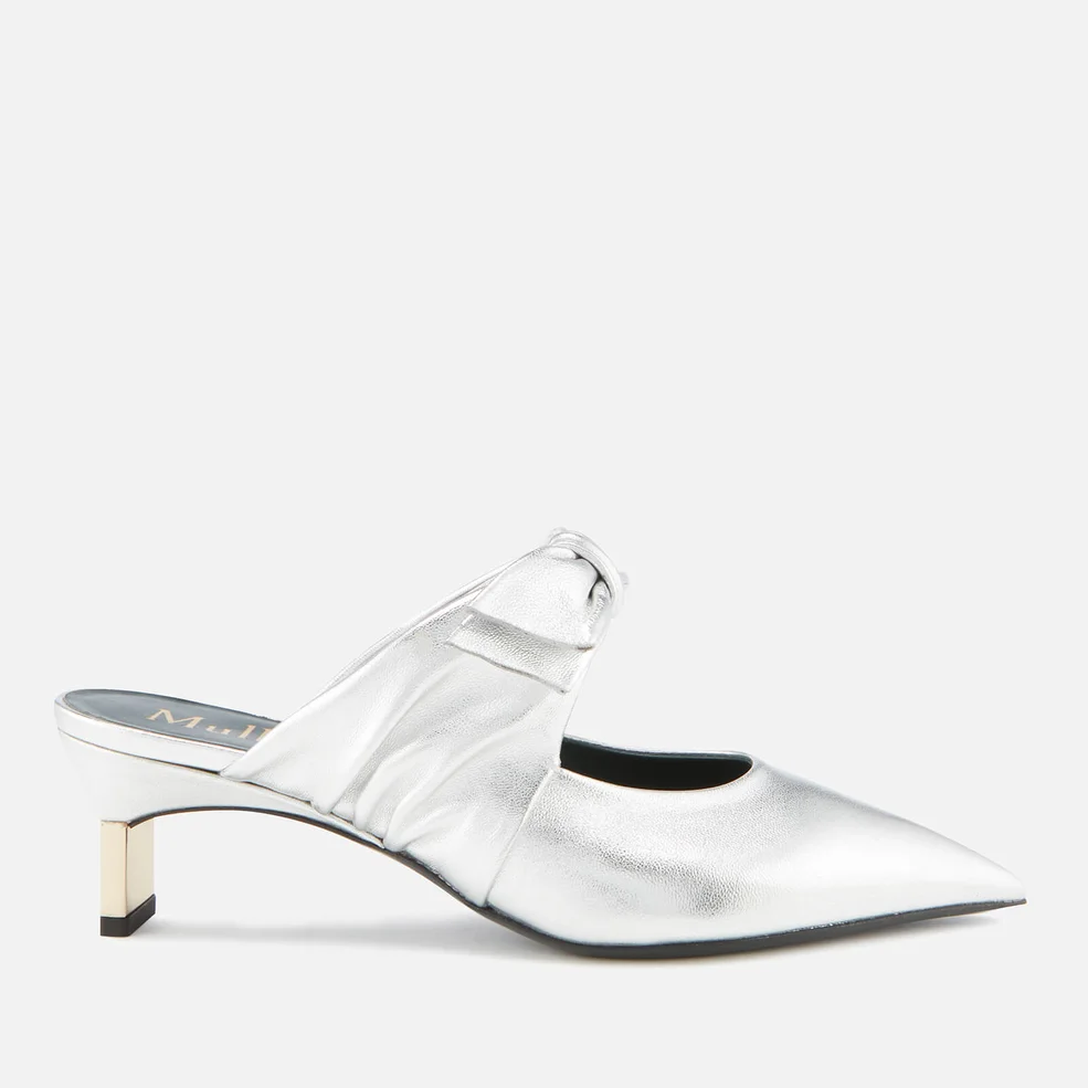 Mulberry Women's Metal Leather Heeled Mules - Silver Image 1