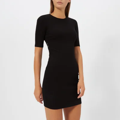 T by Alexander Wang Women's Compact Rib Cut Out Dress with Logo Elastic - Black