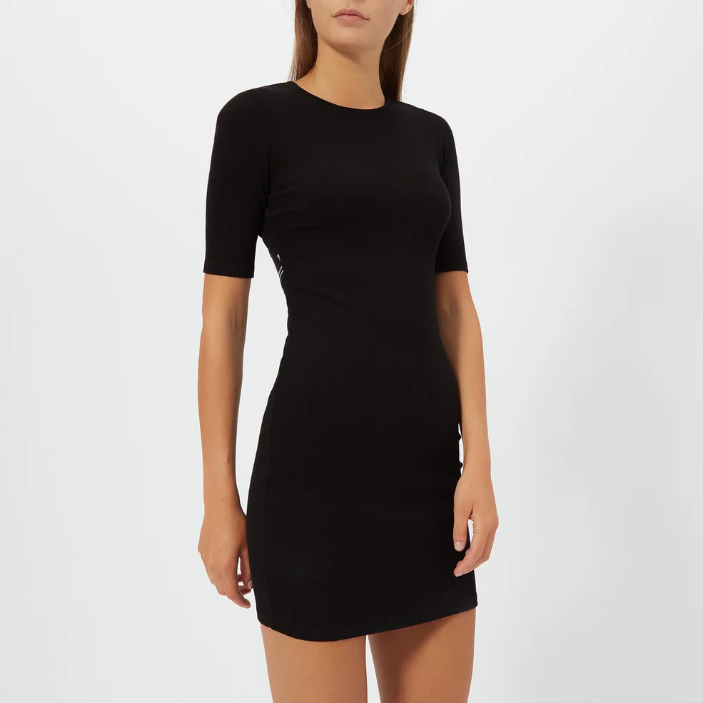 T by Alexander Wang Women's Compact Rib Cut Out Dress with Logo Elastic - Black Image 1