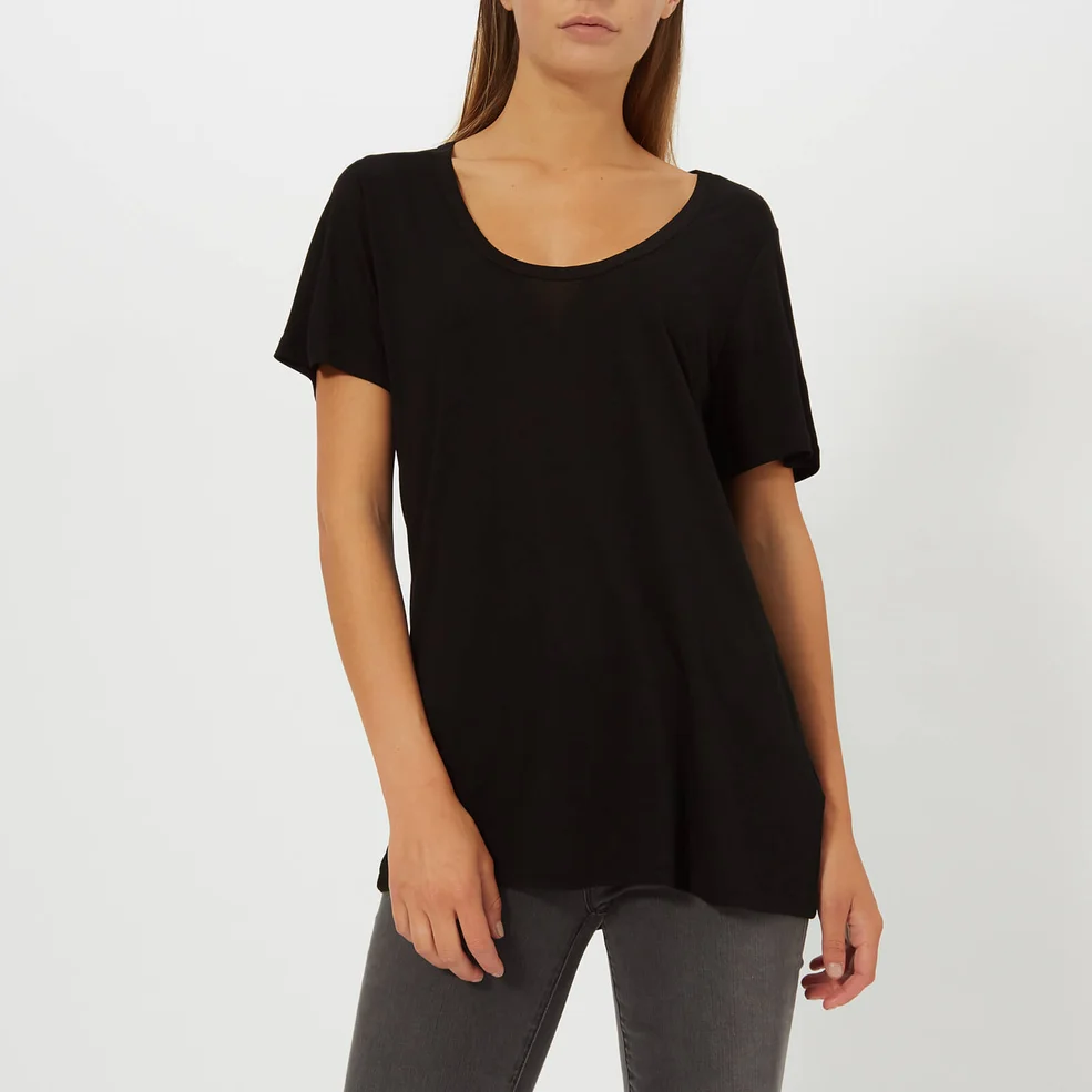 T by Alexander Wang Women's Drapey Jersey T-Shirt with T Darting Detail - Black Image 1
