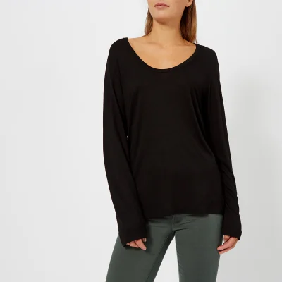 T by Alexander Wang Women's Drapey Jersey Long Sleeve T-Shirt with Darting Detail - Black