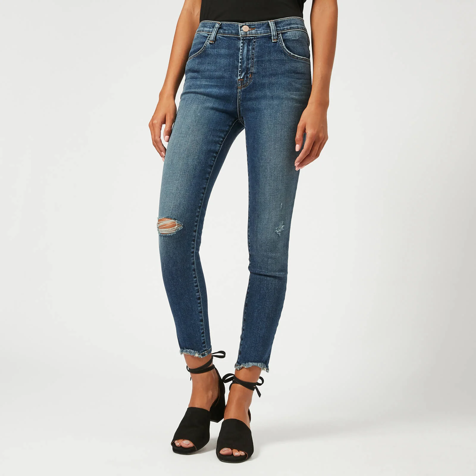 J Brand Women's Alana High Rise Skinny Cropped Jeans with Distress - Persuade Image 1