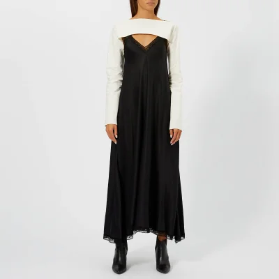 MM6 Maison Margiela Women's Fluid Satin Dress with Shirt Detail - Black