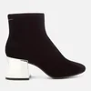 MM6 Maison Margiela Women's Metal Block Heel Velvet Ankle Boots - Black - Image 1