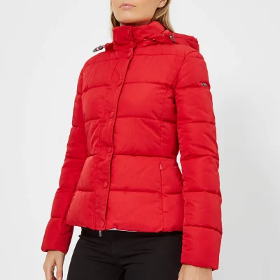 Emporio Armani Women's Short Hooded Puffa Jacket - Red