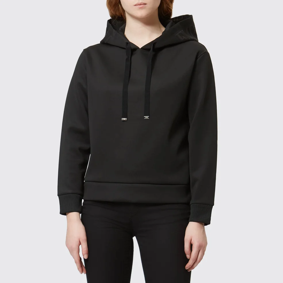 Emporio Armani Women's Hooded Jumper with Logo on The Hood - Black Image 1