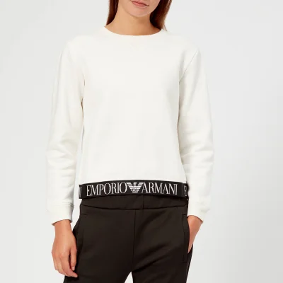 Emporio Armani Women's Logo Bottom Trim Sweatshirt - White