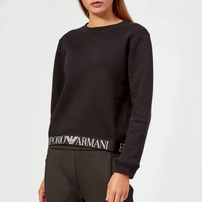 Emporio Armani Women's Logo Bottom Trim Sweatshirt - Black