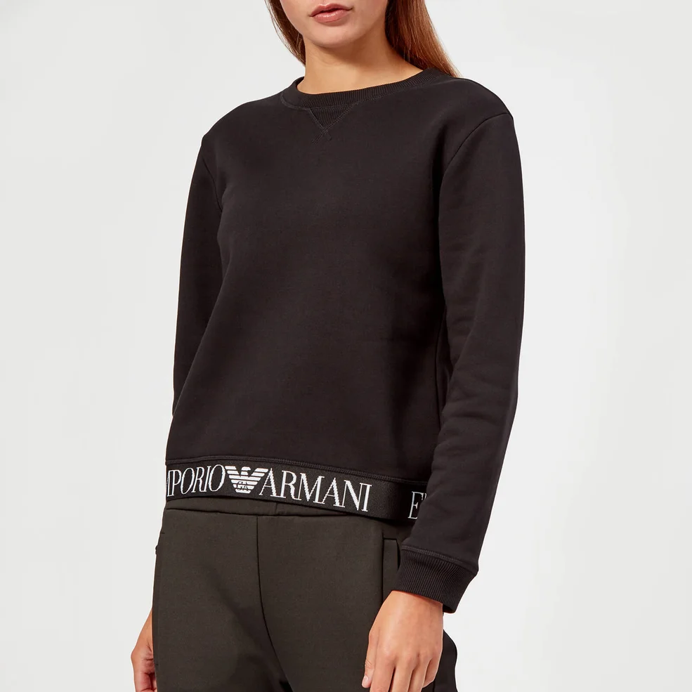 Emporio Armani Women's Logo Bottom Trim Sweatshirt - Black Image 1
