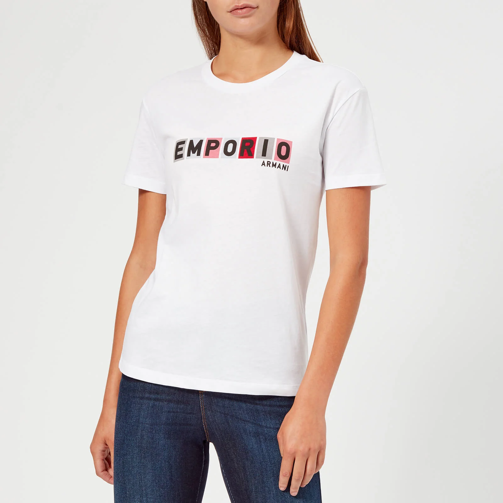 Emporio Armani Women's Emporio Block Logo T-Shirt - White Image 1