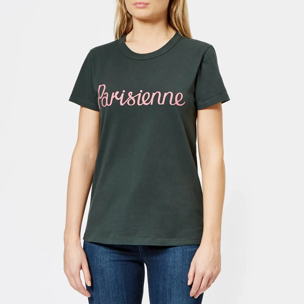 Maison Kitsuné Women's Parisienne T-Shirt - Dark Green Image 1