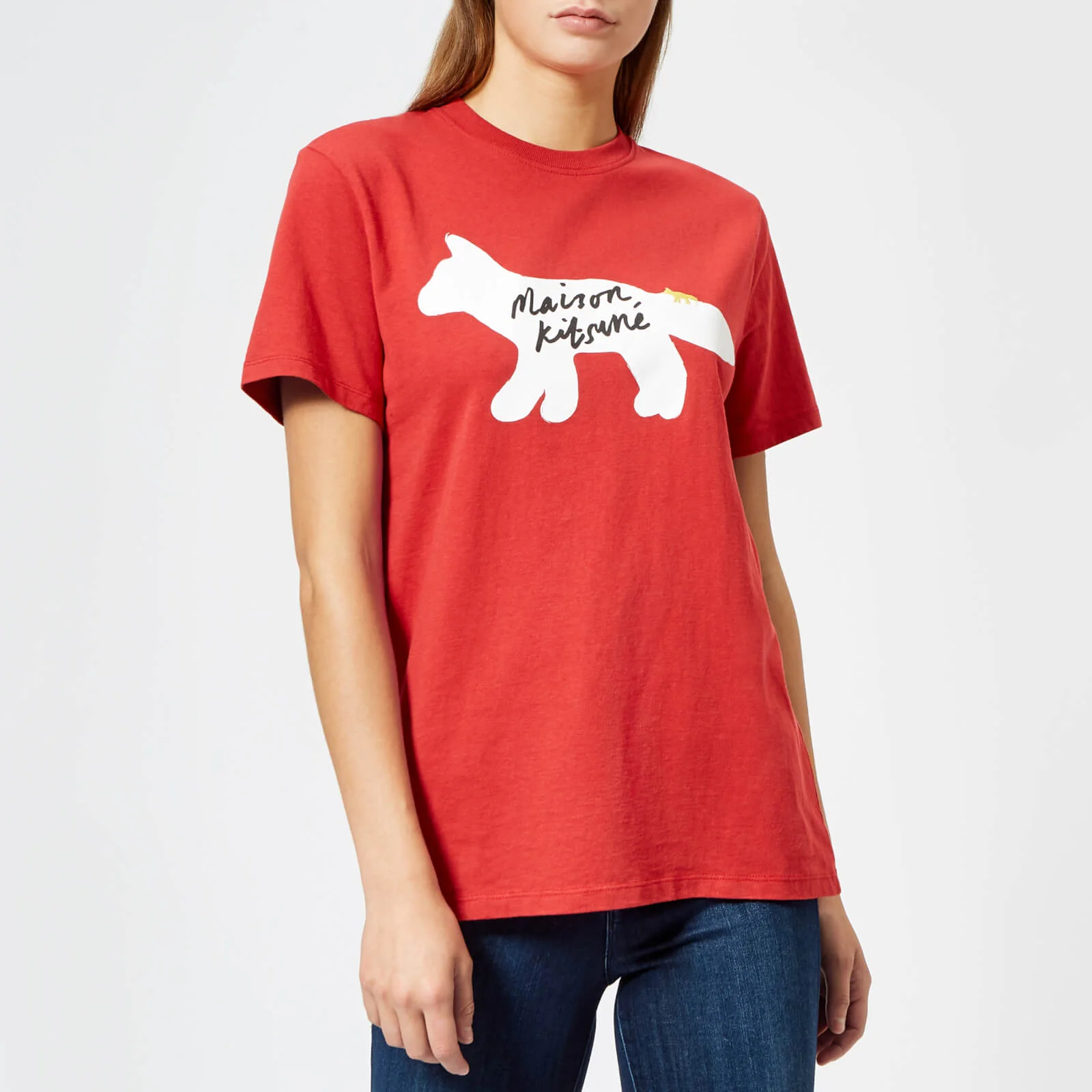 Maison Kitsuné Women's Par Rec Fox Handwriting T-Shirt - Red Image 1