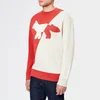 Maison Kitsuné Men's Diagonal Fox Sweatshirt - Ecru/Red - Image 1
