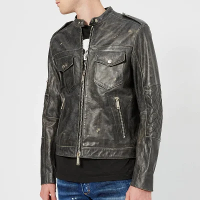 Dsquared2 Men's Calf Leather Jacket - Dark Grey