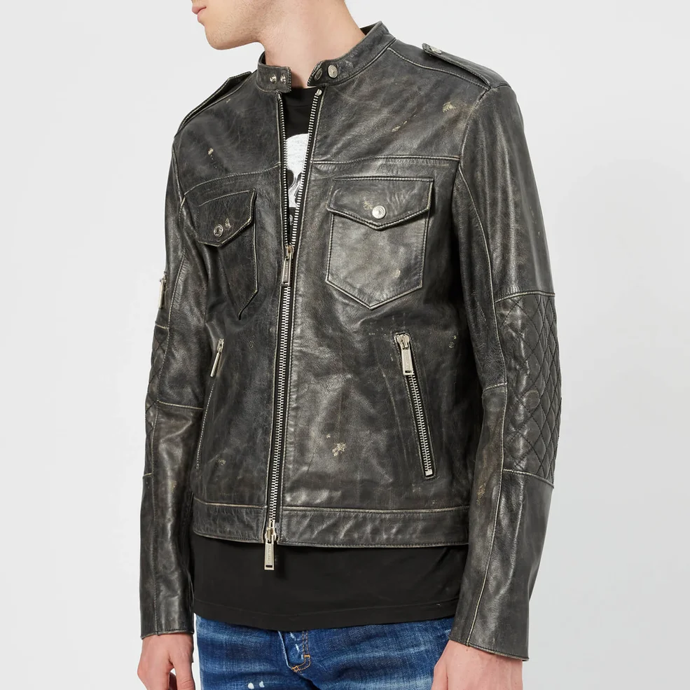 Dsquared2 Men's Calf Leather Jacket - Dark Grey Image 1