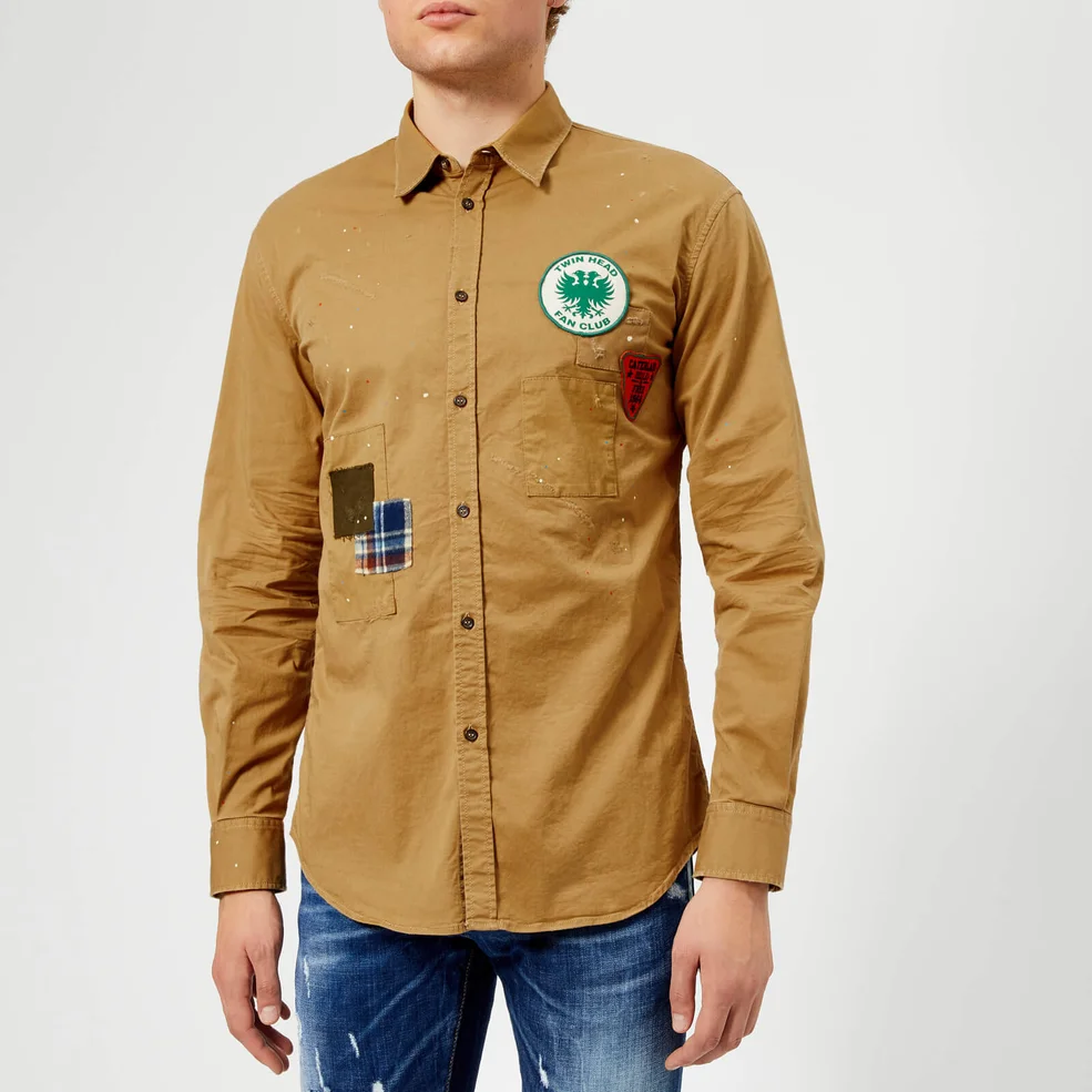 Dsquared2 Men's Stretch Cotton Twill Relaxed Fit Shirt - Camel Image 1