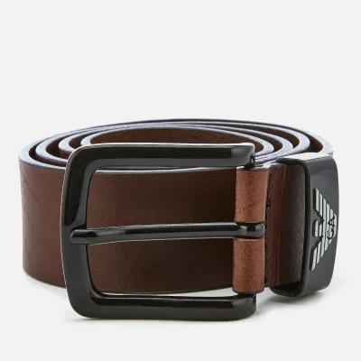 Emporio Armani Men's Vitello Mosso Leather Belt - T.Moro