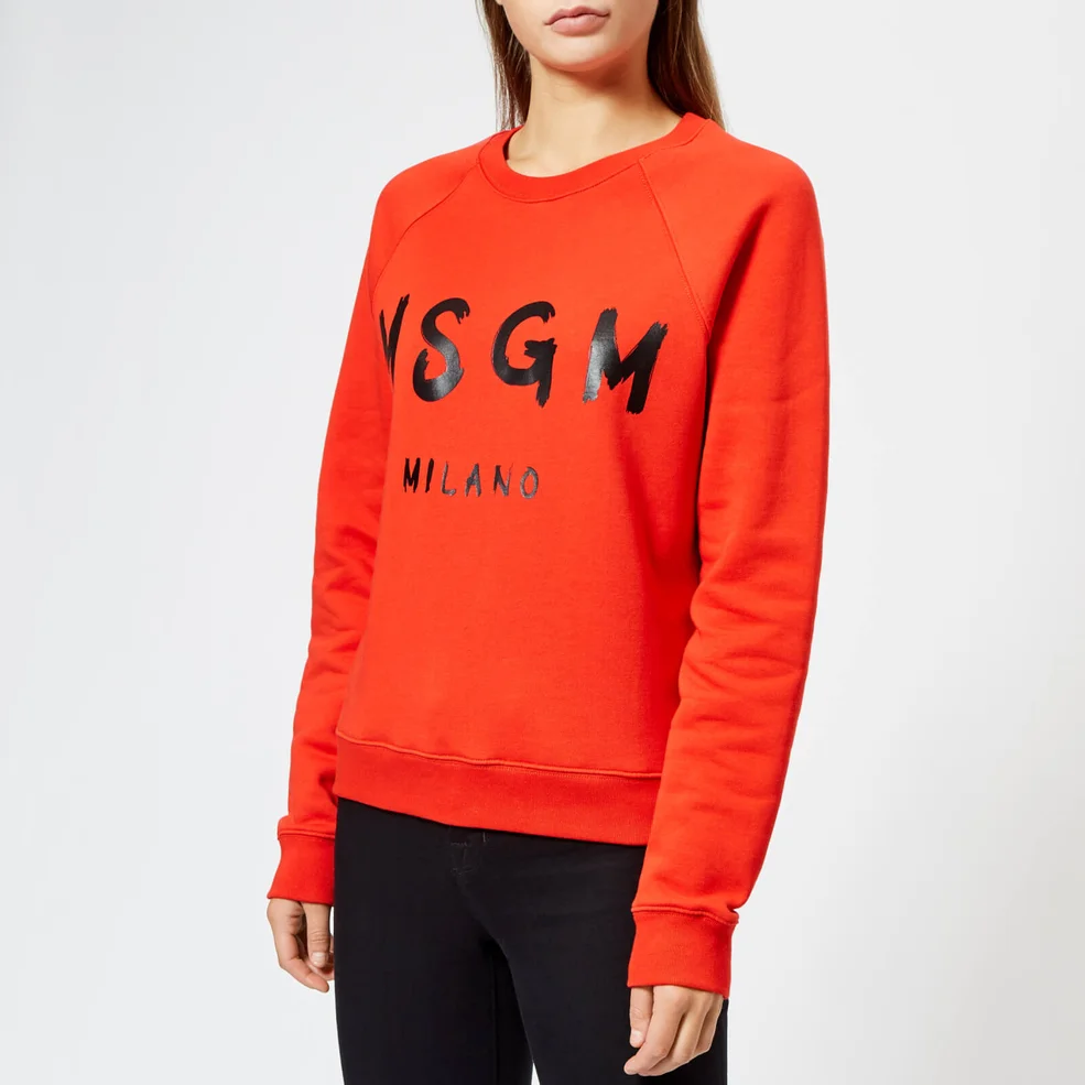 MSGM Women's Graffiti Logo Sweatshirt - Red Image 1
