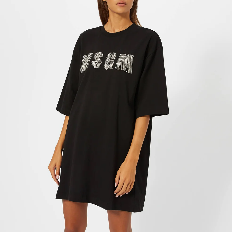 MSGM Women's Logo T-Shirt Dress - Black Image 1