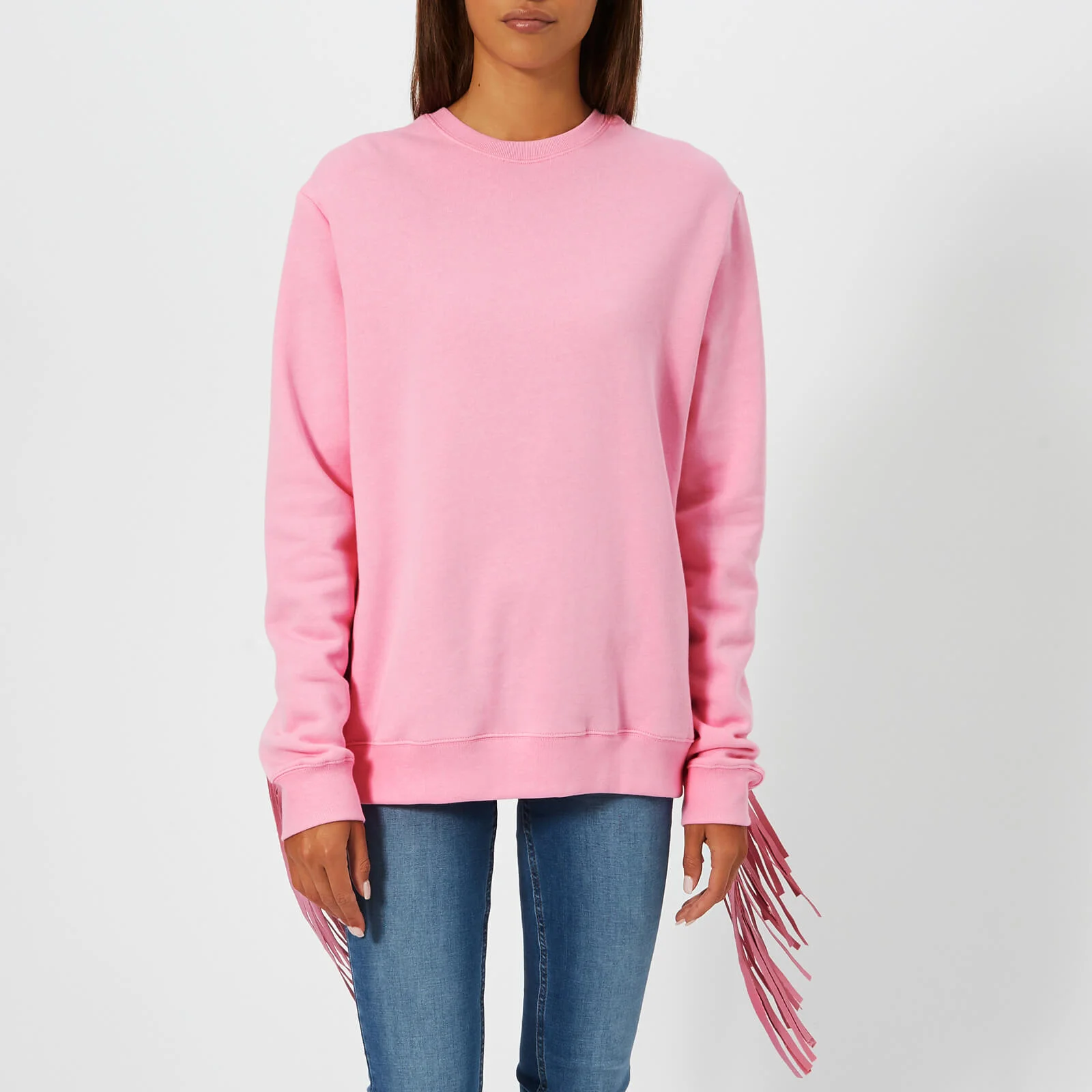 MSGM Women's Oversized Fringe Sleeve Sweatshirt - Pink Image 1