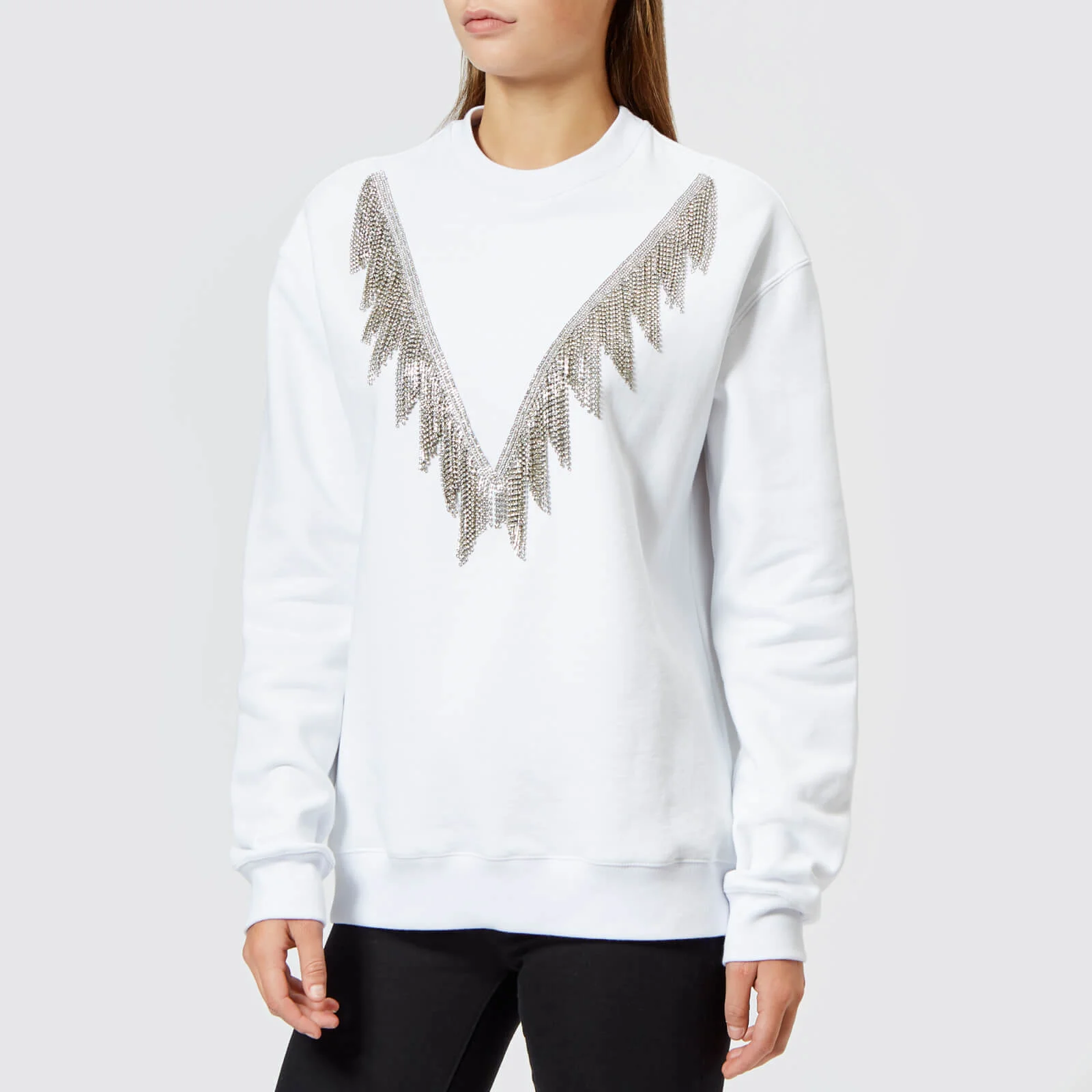 MSGM Women's Crystal Detail Sweatshirt - White Image 1