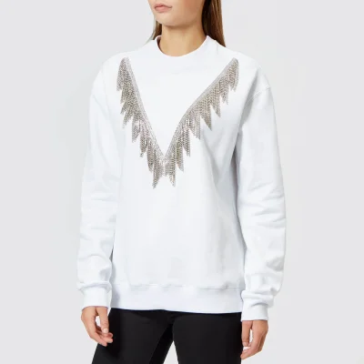MSGM Women's Crystal Detail Sweatshirt - White