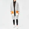 Anne Vest Women's May Asymmetric Cardigan - Grey with Orange and White Pockets - Image 1