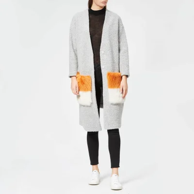 Anne Vest Women's May Asymmetric Cardigan - Grey with Orange and White Pockets