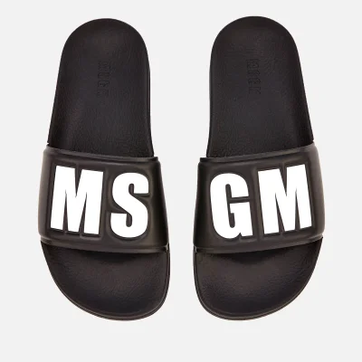 MSGM Women's Logo Slide Sandals - Black/White