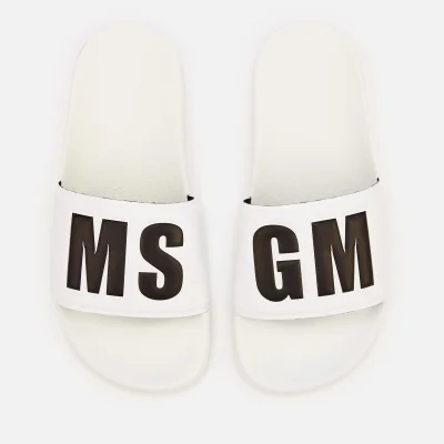 MSGM Women's Logo Slide Sandals - White/Black
