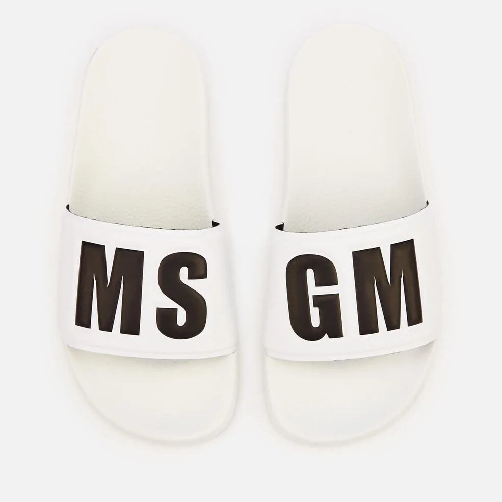MSGM Women's Logo Slide Sandals - White/Black Image 1