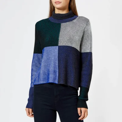 PS Paul Smith Women's High Neck Checked Knitted Jumper - Indigo