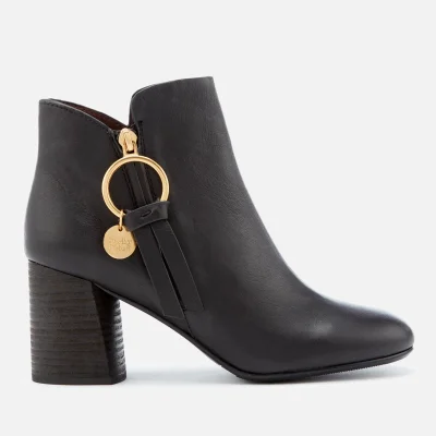 See By Chloé Women's Ring Zip Detail Heeled Ankle Boots - Nero
