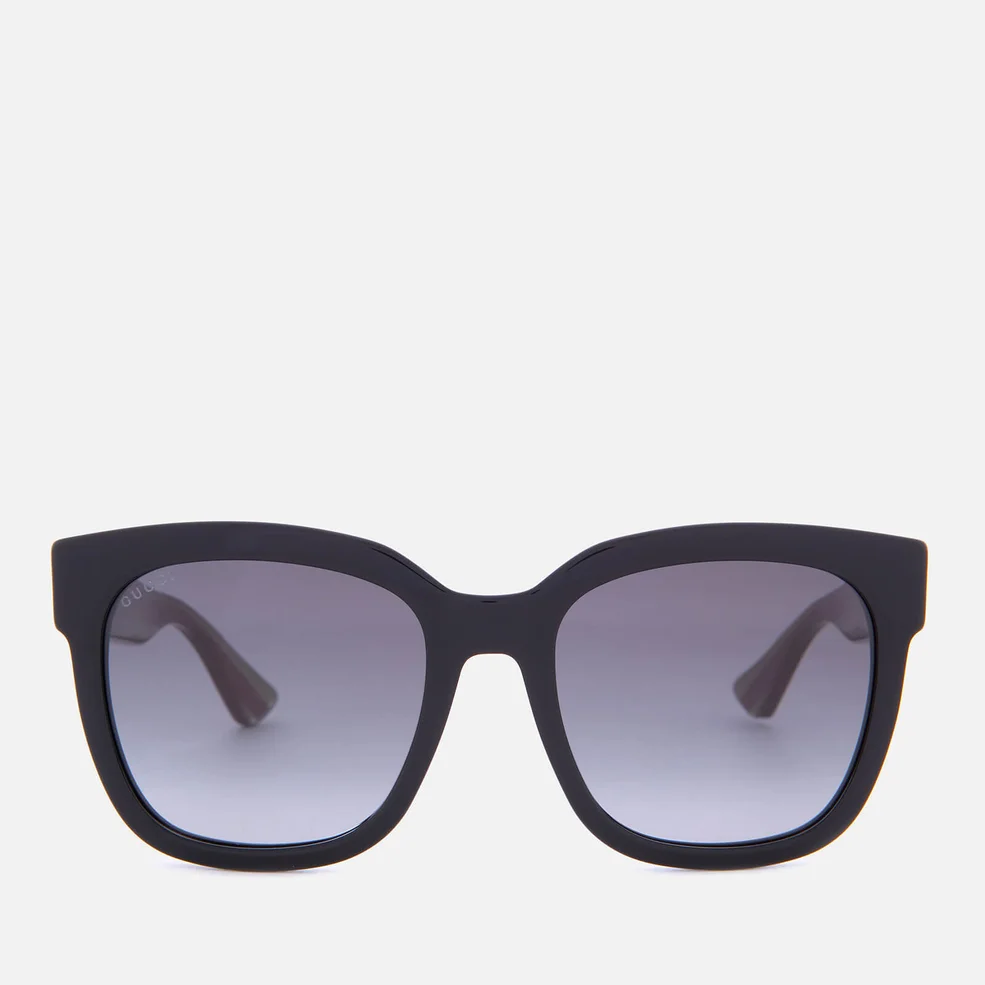 Gucci Women's Acetate Square Frame Sunglasses - Black/Green Image 1