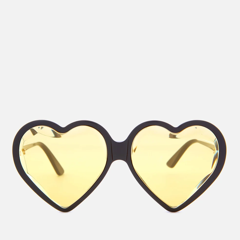 Gucci Women's Acetate Heart Sunglasses - Black/Yellow Image 1