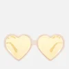Gucci Women's Acetate Heart Sunglasses - Ivory/Yellow - Image 1
