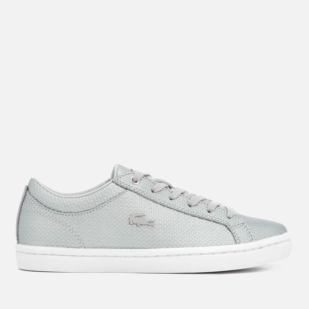 Lacoste Women's Straightset 318 2 Embossed Leather Trainers - Silver/White Image 1