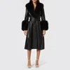 Saks Potts Women's Foxy Belted Leather Coat - Black - Image 1