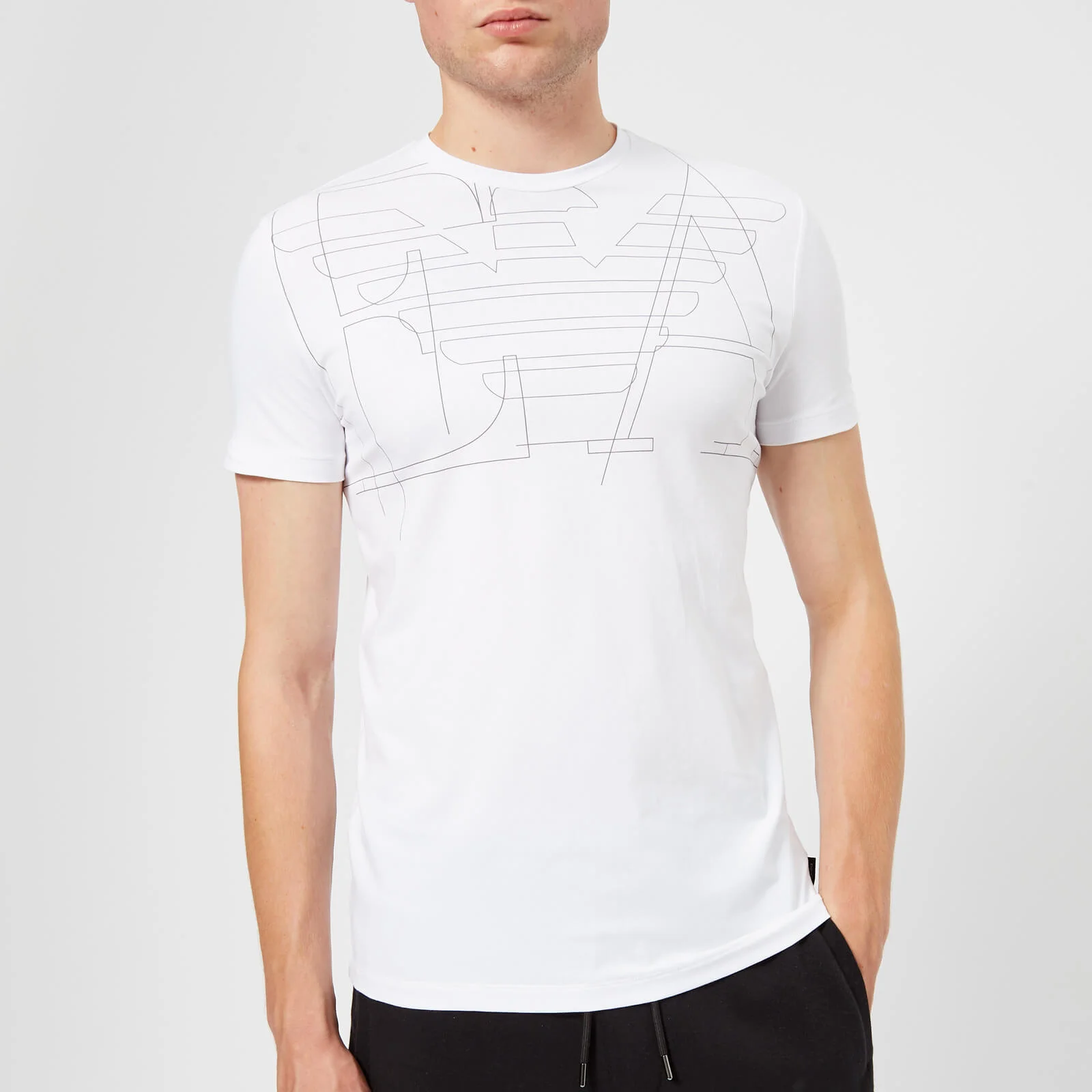 Emporio Armani Men's Outline Logo T-Shirt - Bianco Image 1