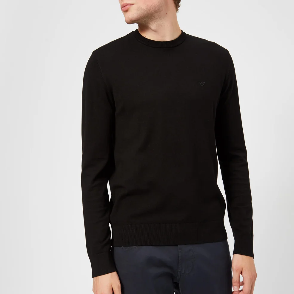 Emporio Armani Men's Basic Crew Neck Sweater - Black Image 1