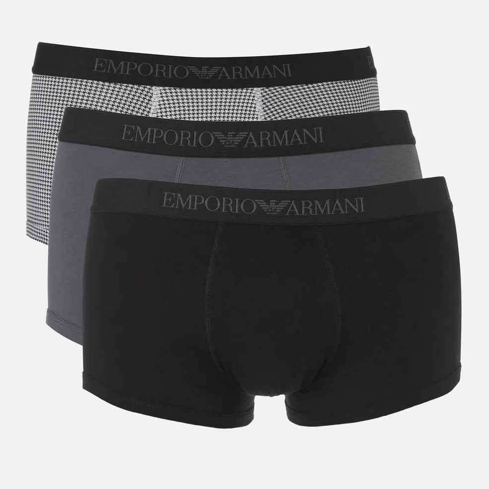 Emporio Armani Men's 3 Pack Boxer Shorts - Grey/Black Image 1