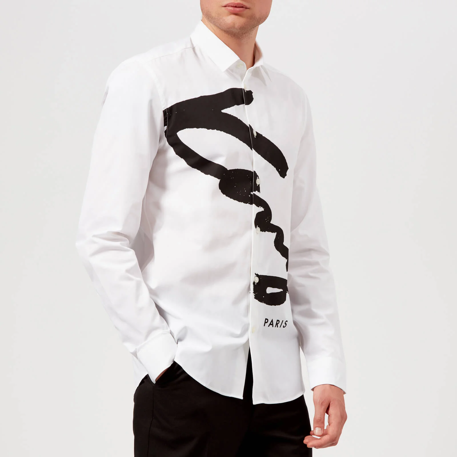 KENZO Men's Slim Fit Signature Logo Shirt - White Image 1